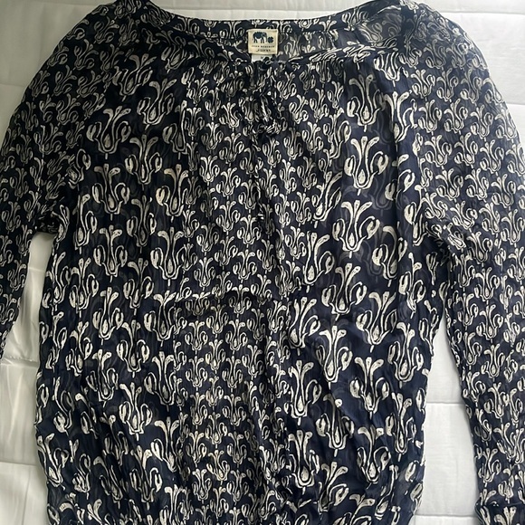 John Robshaw For Lucky Brand  Sheer Blouse